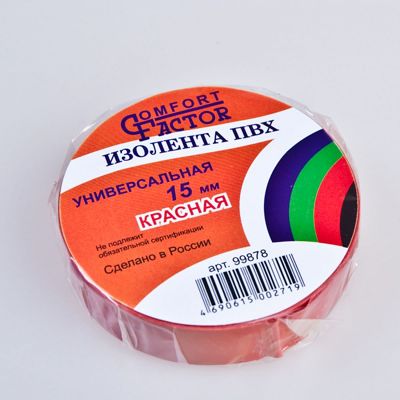 Изолента ПВХ Comfort Factor (15мм-15м) красная уп/10