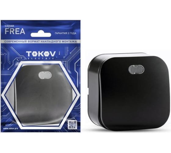 Выключатель 2-кл ОП АБС-пластик карбон Frea 10A IP20 250B с индикацией TOKOV ELECTRIC TKE-FR-V21-C14
