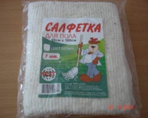 Салфетка (тряпка) д/пола 80*100см, хлопок, серая 180гр/м, 1шт  AST
