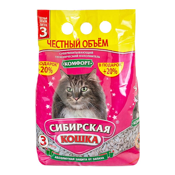 Наполнитель Сиб.кошка 3л Эффект впитывающий