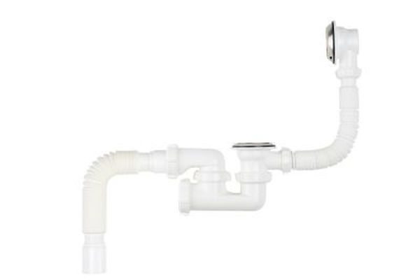 Сифон для ванны с выпуском и переливом с гт 40х40/50 AQUANT (Е155-V155)