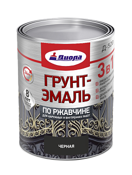 ДИОЛА Грунт-эмаль"3 в1" по ржавчине  черный 1,7кг/Ж.банка