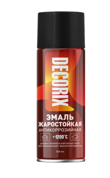 DECORIX эмаль аэрозольная жаростойкая для сверх/температур +1200 черный 520 мл 