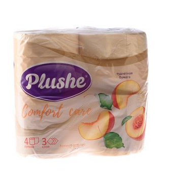 Бумага туалетная 3сл. уп.4шт Plushe "Comfort care" Honey Nectarine персик