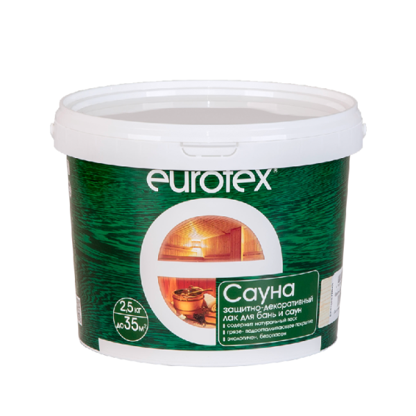 Лак защитный д/дерева акрил.EUROTEX САУНА 0,9кг/6
