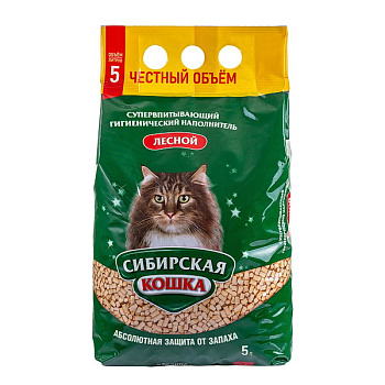 Наполнитель Сиб.кошка 5л Лесной впитывающий