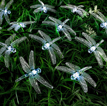 НИТЬ DECOR, IP44, 4.5 м, "Стрекоза", Н.Т. LED-30-1.2V(SOLAR), 2 режима, БЕЛЫЙ 6253364
