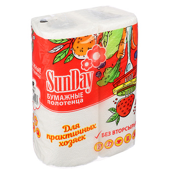 Полотенца бумажные двухслойные 2рул. Sunday