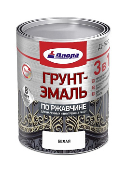ДИОЛА Грунт-эмаль"3 в1" по ржавчине  белая 1,7кг/Ж.банка
