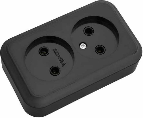 Розетка 2-м ОУ Пралеска с/з черный РА16-261 Bylectrica