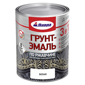 ДИОЛА Грунт-эмаль"3 в1" по ржавчине  красная 0,8кг/Ж.банка