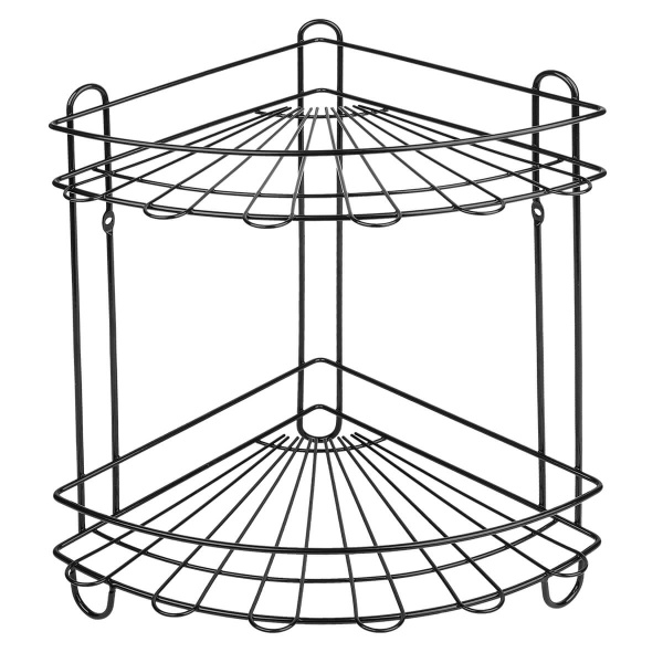 Полка в ванную двойная угловая 222*222*335 черный АЕ-435А SAKURA