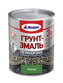 ДИОЛА Грунт-эмаль"3 в1" по ржавчине  зеленый 1,7кг/Ж.банка