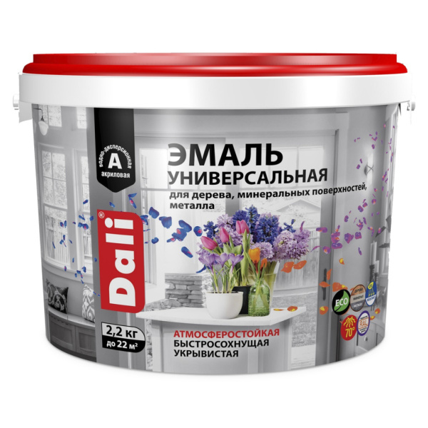 Эмаль универсальная глянц белый DALI База А 0,9кг/6	