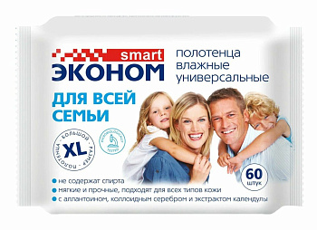 Полотенца влажные Smart эконом, 60 шт